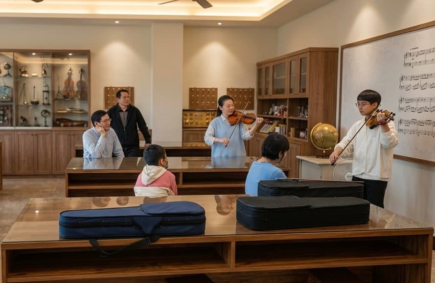 趣音樂工坊新竹小提琴團體班上課畫面